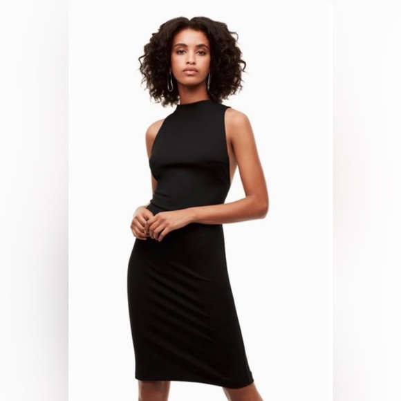 Aritzia Dresses & Skirts - NWT Babaton Sleeveless Mock Neck Matheson Minimalist Midi Dress LBD Cutout Arms